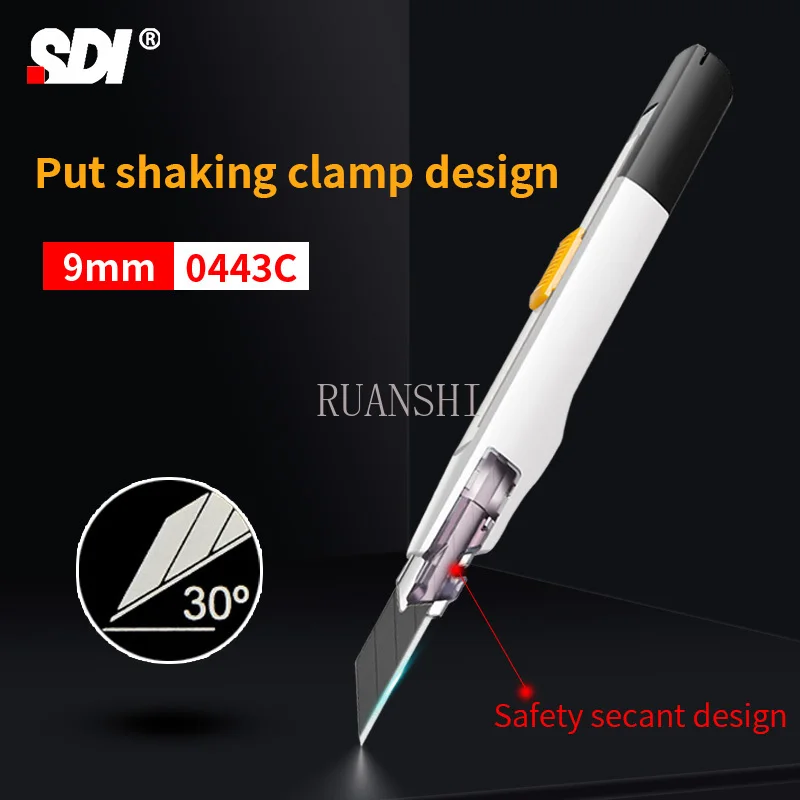 

SDI Box Cutter 9mm Small Utility Knife Pen stationery Alloy Retrac table Knife Utility 0443C Film Carving Knife office supplies