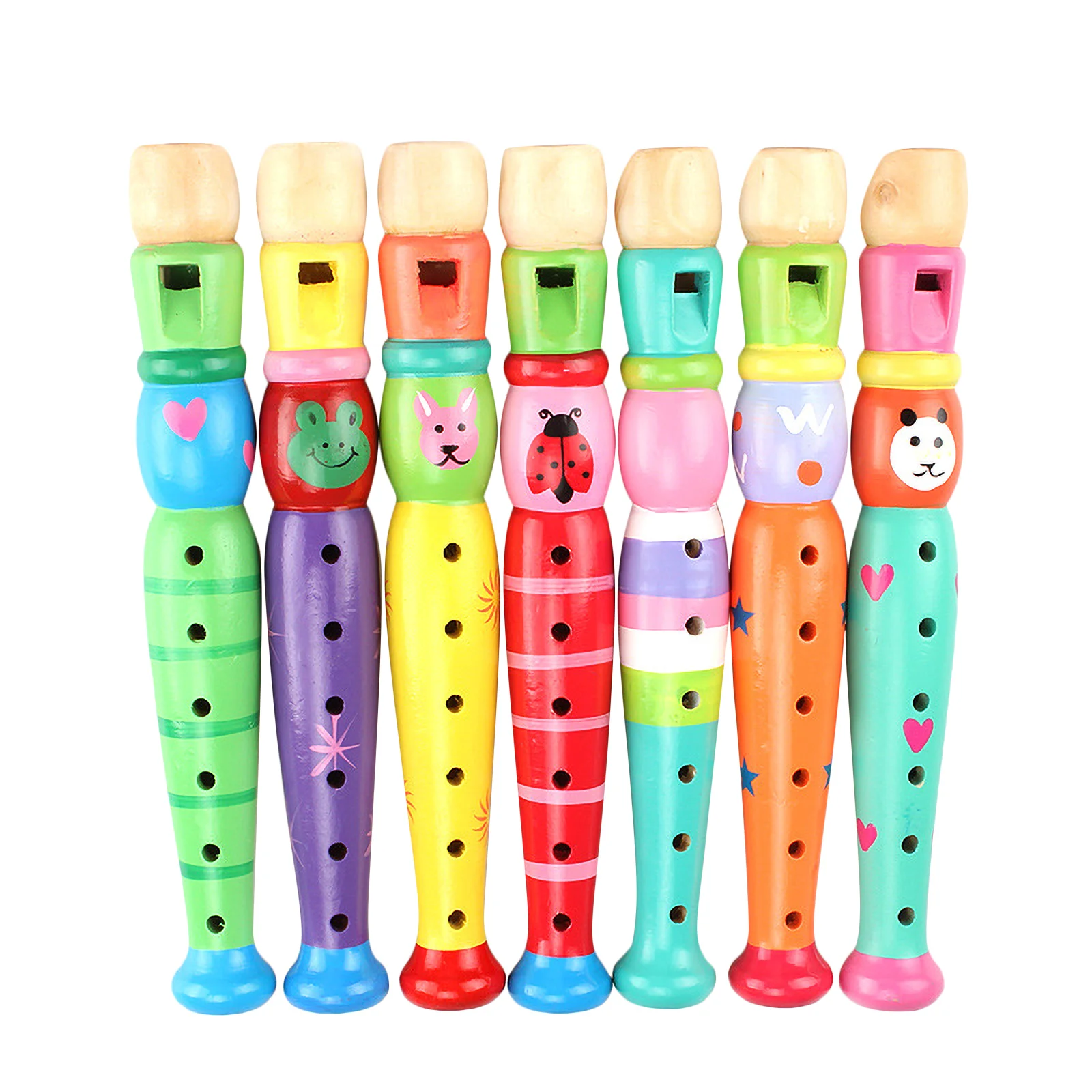 2 Pcs 6 Hole Piccolo Kids Musical Instruments Toys Cartoon Flute for Wood Educational Enlightenment