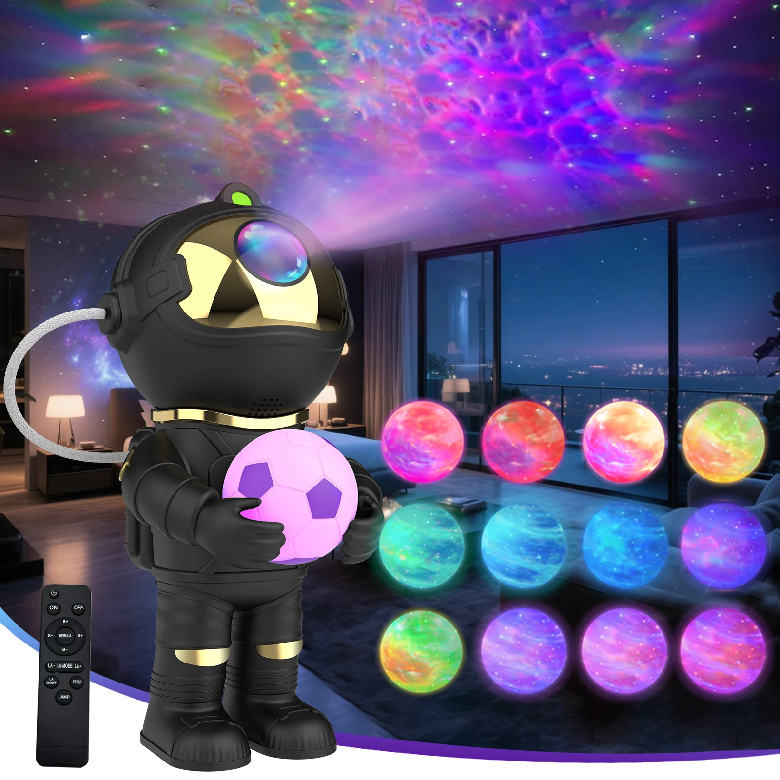 مصباح بروجيكتور جالاكسي لرائد الفضاء يجعل هدية ممتازة لعيد الميلاد وعيد الميلاد وهي مثالية لتزيين غرفة النوم.