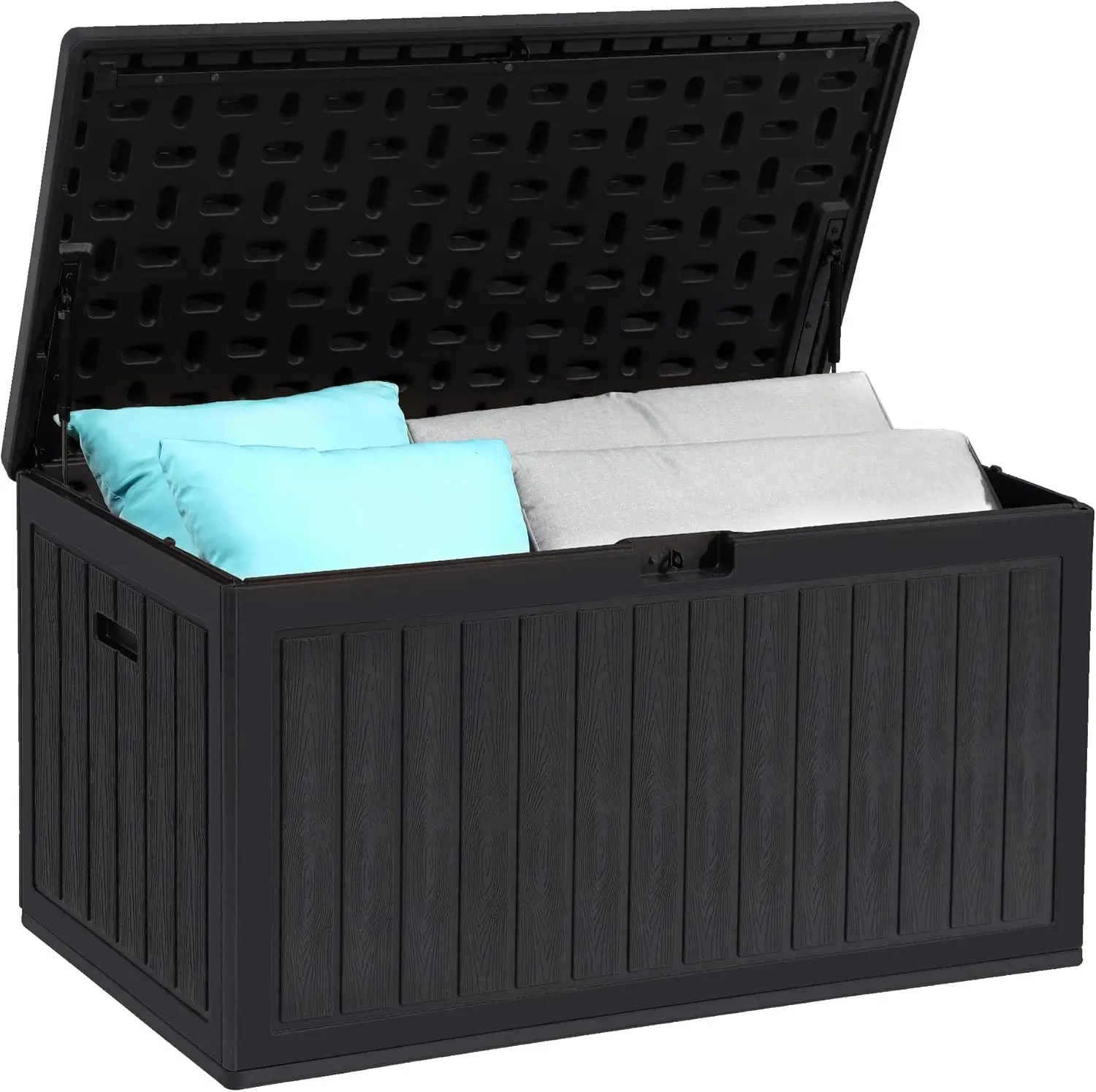 

90 Gallon Double-Wall Deck Box with Side Handles, Outdoor Large Storage for Patio Furniture Cushions, Garden Pool Accessories