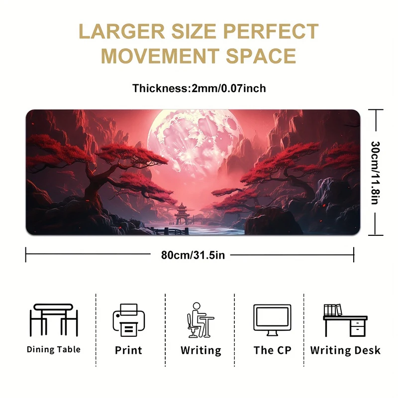 Red Landscape Large Gaming Mouse Pad Laptop Desktop Keyboard Desk Pad for Schools Offices Home and Company Super Cool Mousepads