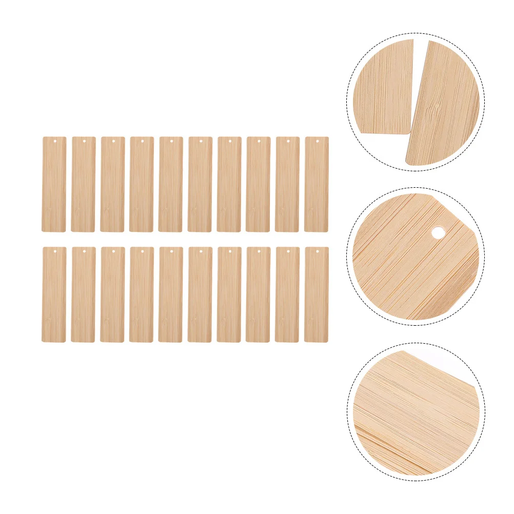 

20Pcs Bamboo Craft Bookmarks DIY Blank Wooden Hanging Tags Unfinished Bookmarks for Reading Student Party Decoration Gifts