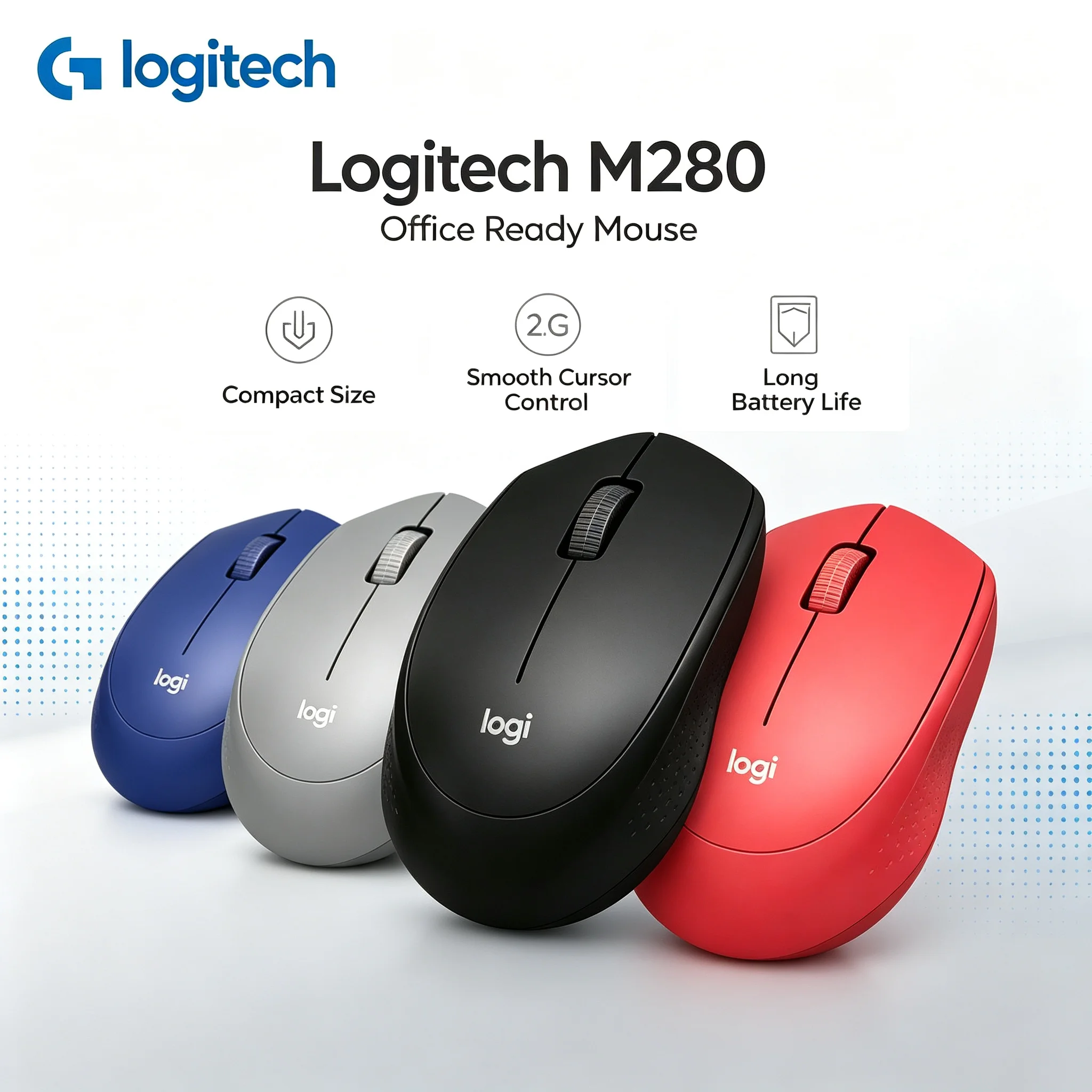 Logitech M280 2.4G Wireless Mouse Plug and Play Long Battery Life Office Mouse for Laptop PC
