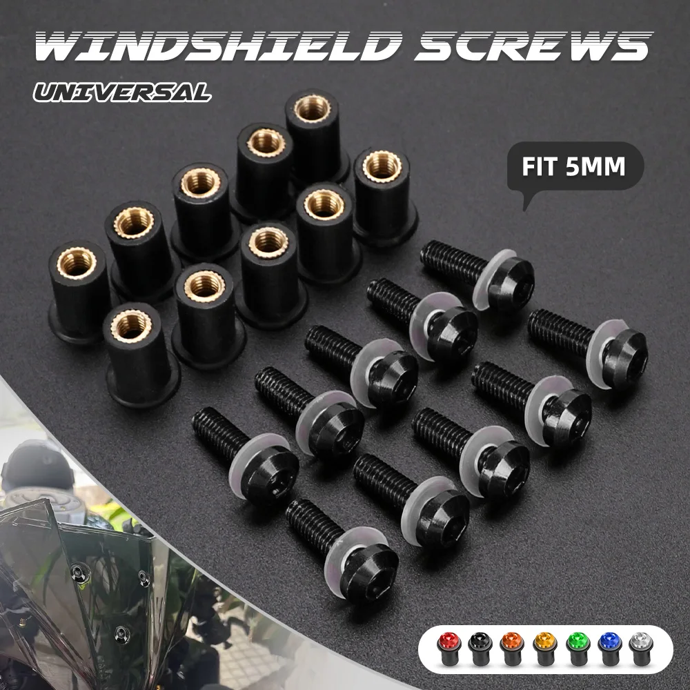 10pcs M5 Windshield Nuts Windscreen Fairing Screw Bolts FOR HONDA CB400SF CB400X CB500 CB500F CB500X CB599 HORNET CB600 CB600F