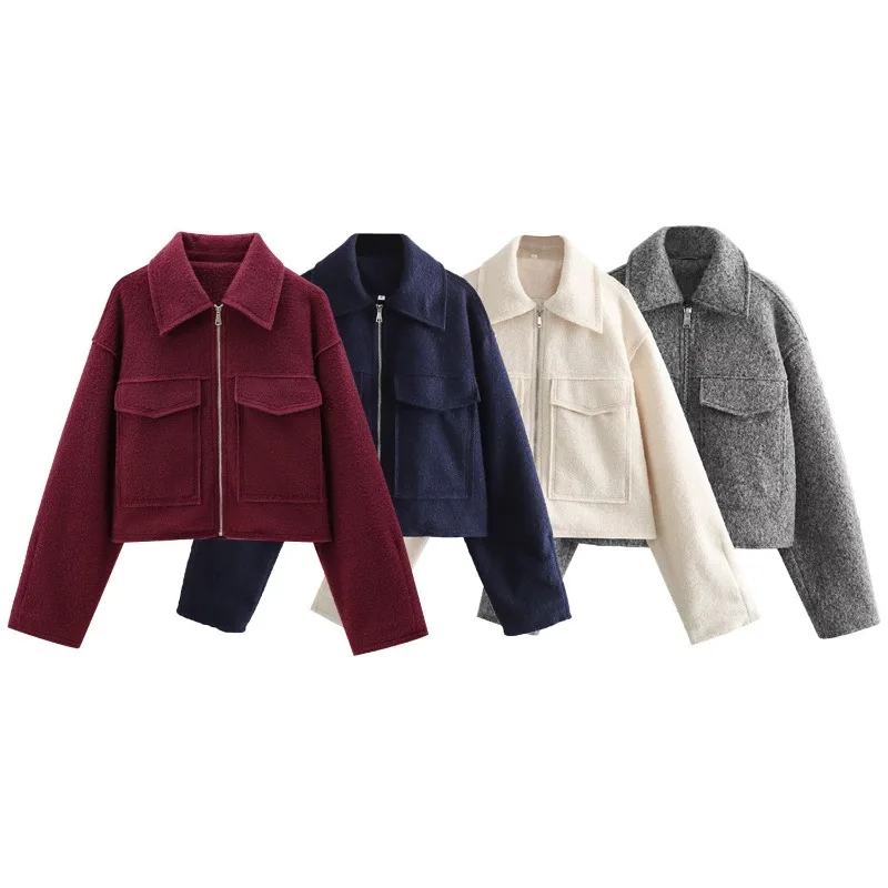 MiiiiX Casual Style Loose Short Woolen Coat Women's Outerwears 2024 Autumn New Fashion Soild Jacket Elegant Female Clothes