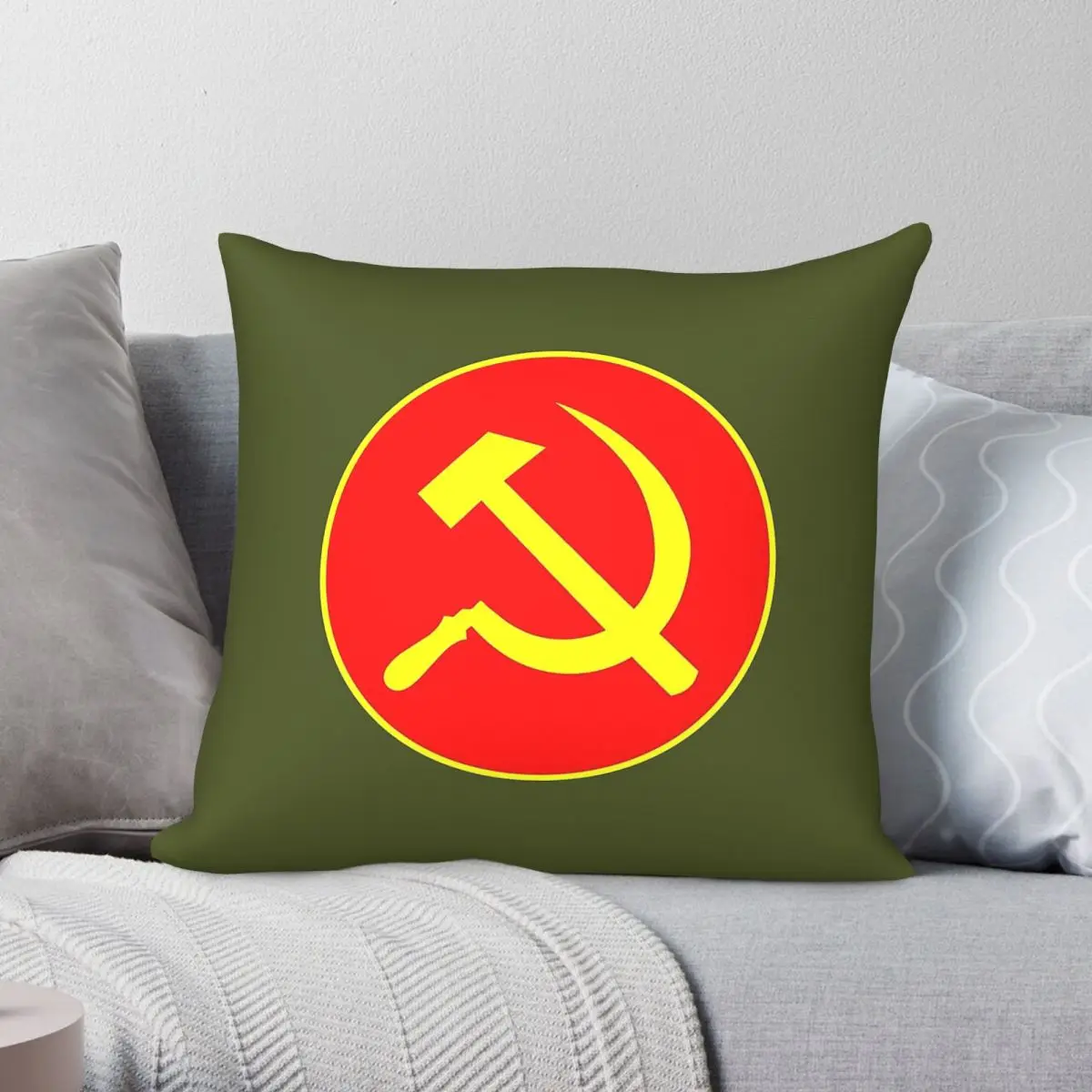 Hammer And Sickle Communism Square Pillowcase Polyester Linen Velvet Pattern Zip Decor Home Cushion Case