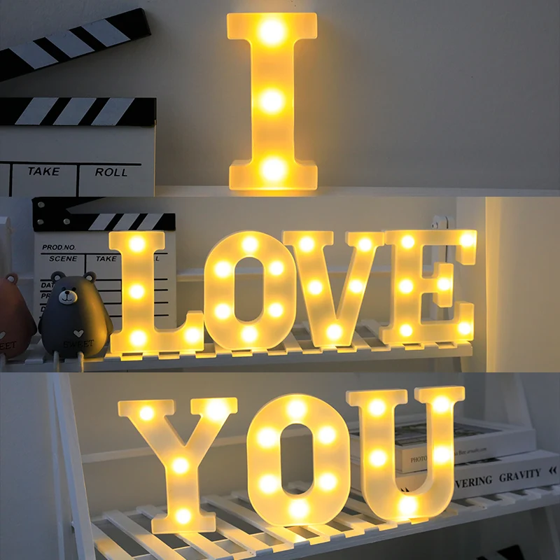 16cm LED Letter Light DIY Decorative Night Lamp Battery Operated For Living Room Party Birthday Wedding Bar Decoration