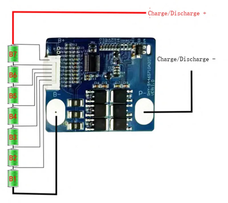 7S 15A  25.2V 29.4V LiFePO4 BMS PCM  Battery Protection Board For 7 Cell-Pack