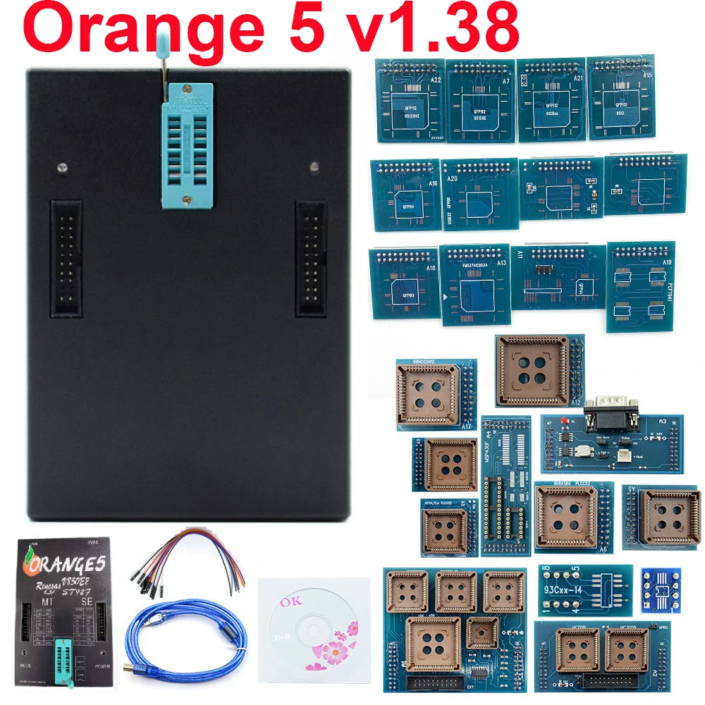 Orange5 Super Pro V1.38 Orange 5 1.38 Plus ECU Programming With Full Adapter for Airb-ag Dash Modules Fully Activated Key Prog