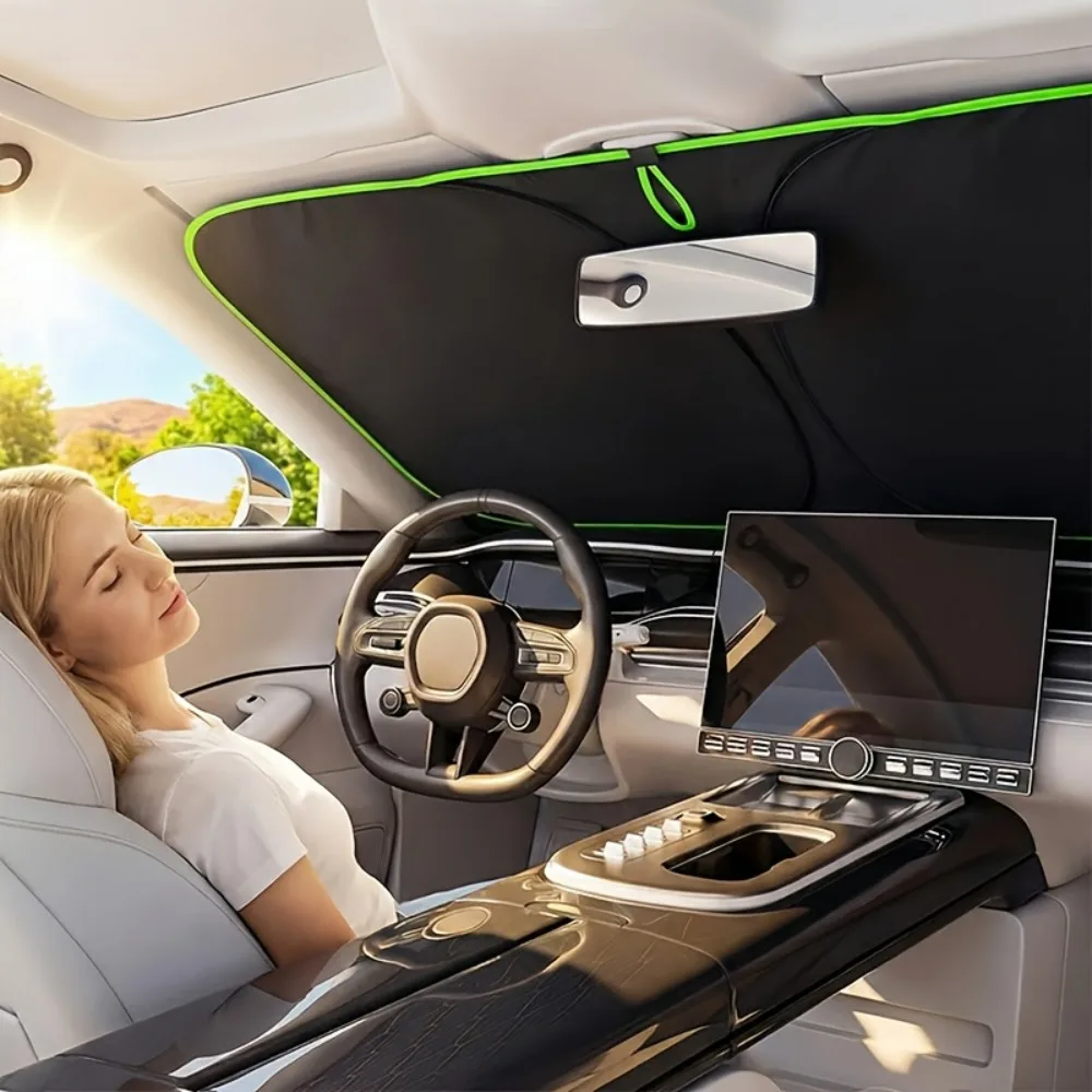 Foldable Car Sunshade for General Automotive Use It's Easy To Install and Store Made of Highly Efficient Heat