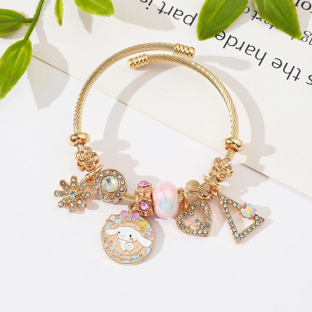 Sanrio Cartoon Anime Cinnamoroll Bracelet Fashion Cinnamoroll Bracelet Popular Cute Zircon Jewellery Heart Pendant Accessories