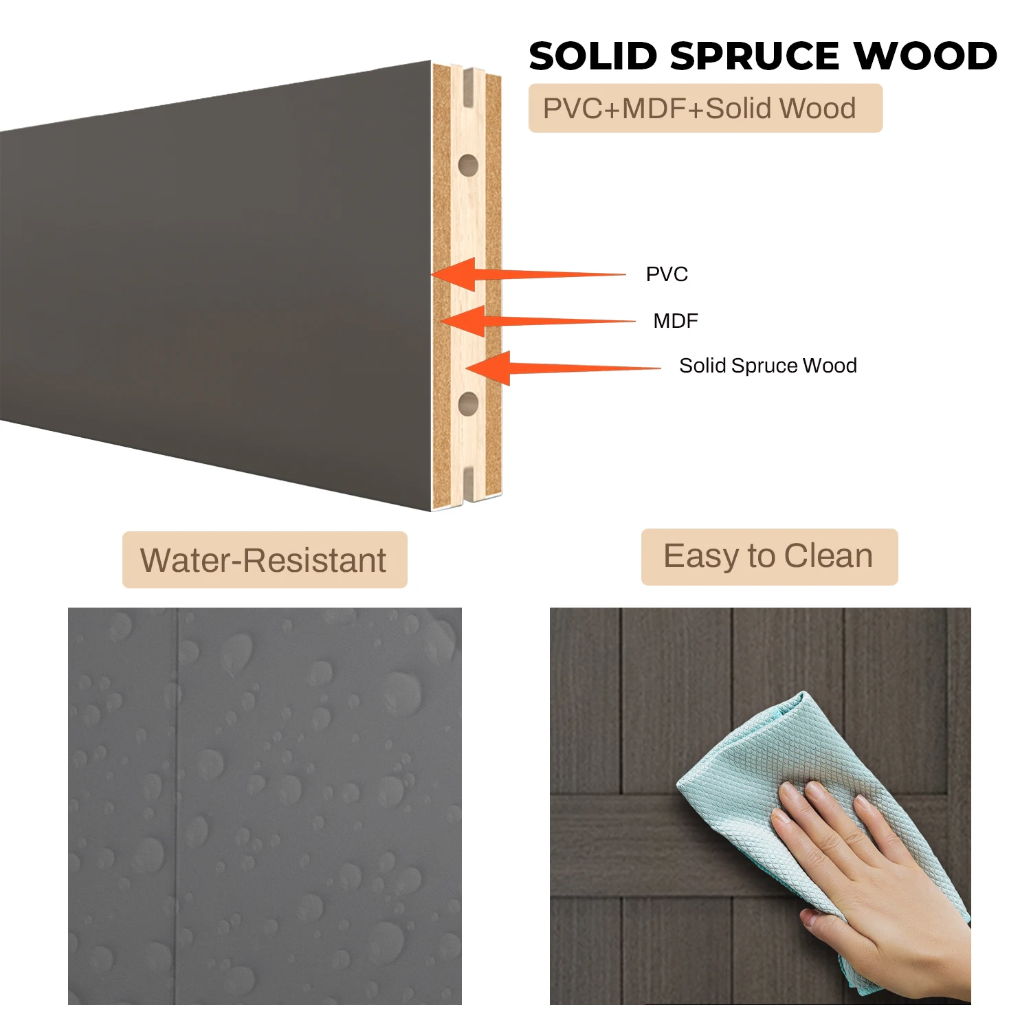 باب الحظيرة المنزلق 32 بوصة × 84 بوصة مع مجموعة أدوات 6 أقدام، باب منزلق باللون الرمادي الداكن، لوح باب من الخشب الصلب مع سطح PVC