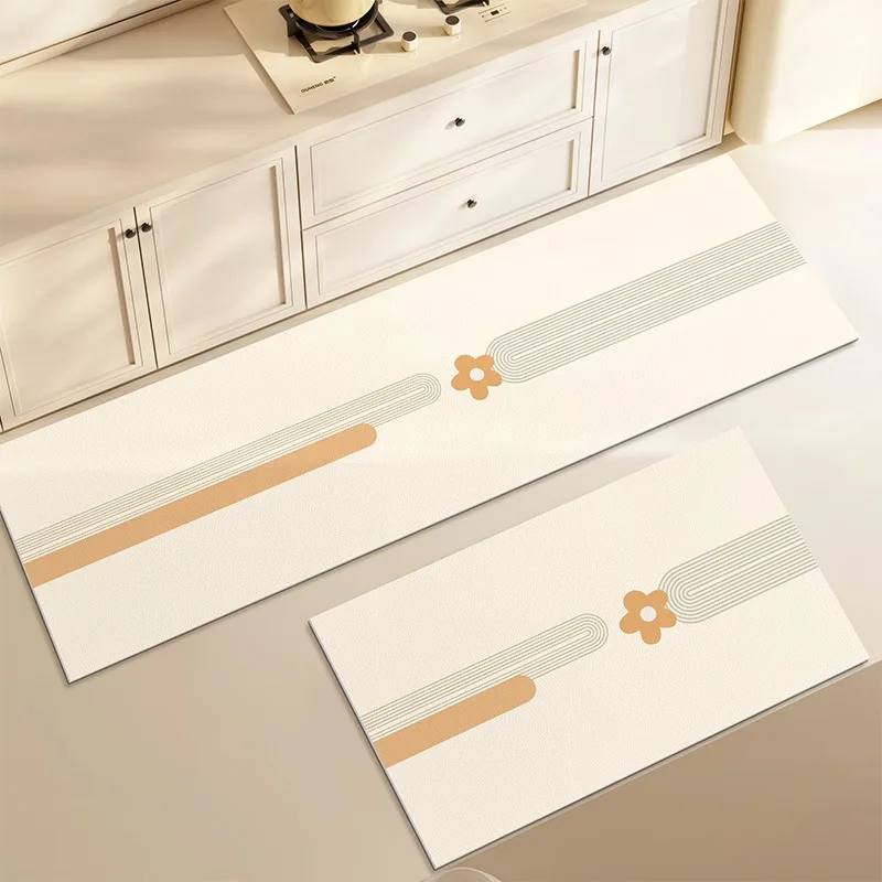 

Kitchen Carpet Floral Striped Long Strip Runner Rug PVC Leather Washable Non-slip Floor Mats Oil-proof Waterproof Mat שטיח למטבח