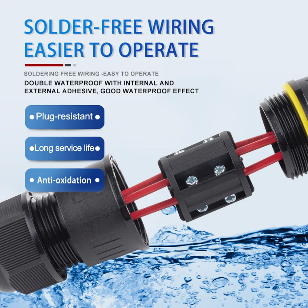 M25 IP68 Nylon Waterproof Connector 2 3 4 5 Pin Solder-Free Screw Type Outdoor Electrical Wire Cable Junction Box Adapter 5-14mm