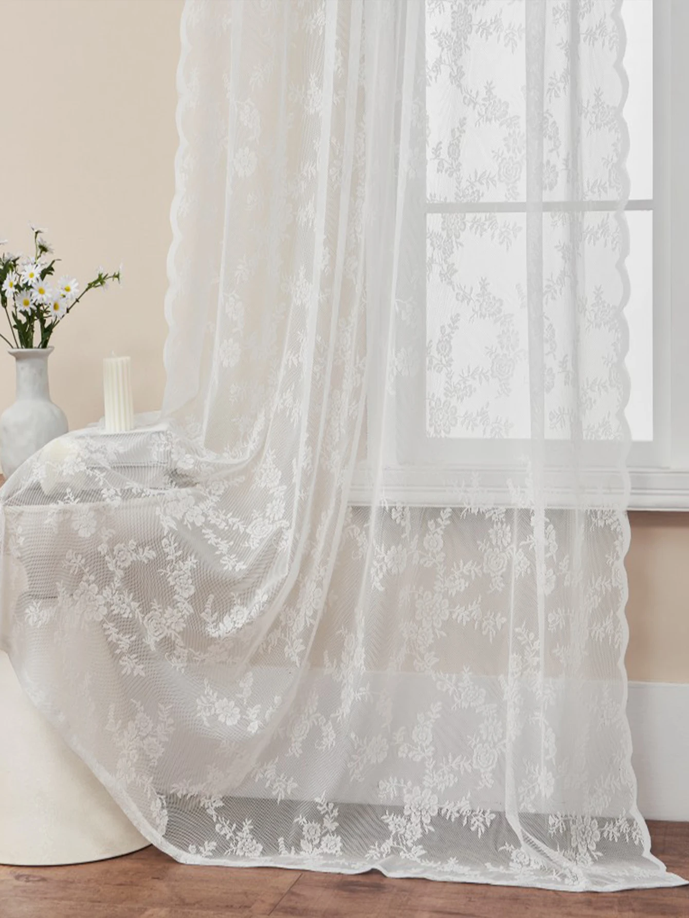 1PC Ramadan Wit Kant Kleine Bloemen Gordijnen, Pure Effen Decoratieve Gordijnen Kleine Deur Gordijn Staaf Zak, Feestelijk Gordijn