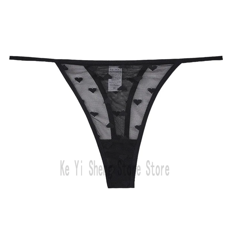 1PCS of women's thong, low-waist, transparent, sexy heart-shaped, breathable and seamless underwear for women image 3