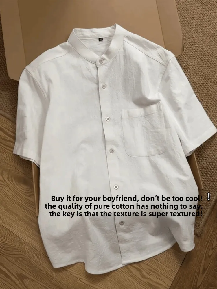 

New Chinese Sle Bamboo Cotton Linen ort Sve irt Men Summer Thin Haome High End Feeling Henry Collar f Sve W...