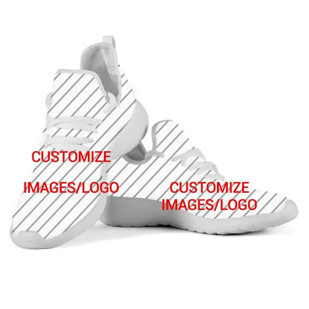 Custom Shoes Customized Picture Logo Women Mesh Knit Sneakers Casual Lace Up Flats Ladies Breathable Fashion Light Shoes DIY