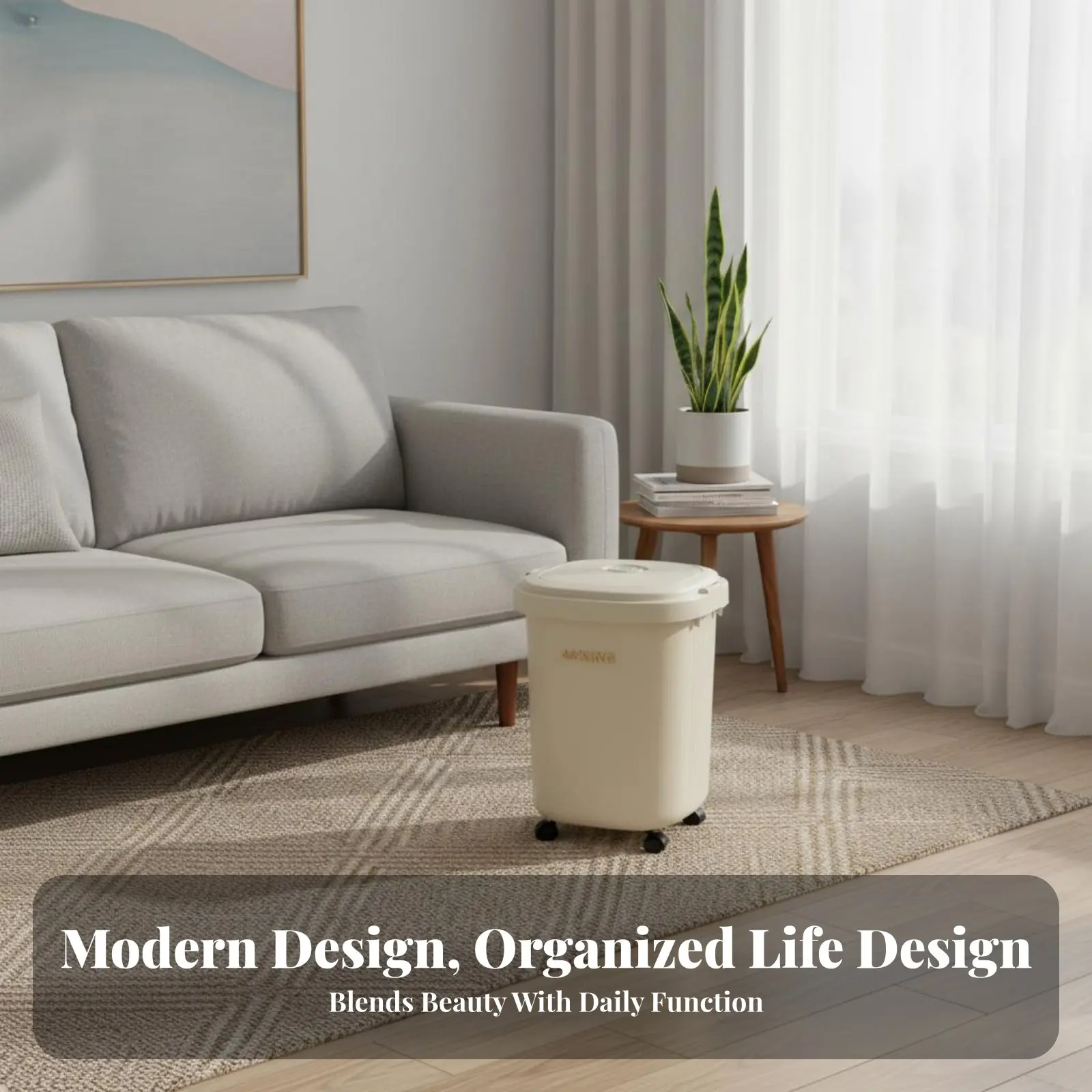 

Мусорный контейнер на колесах с крышкой, стильный дизайн, долговечный материал, для кухни