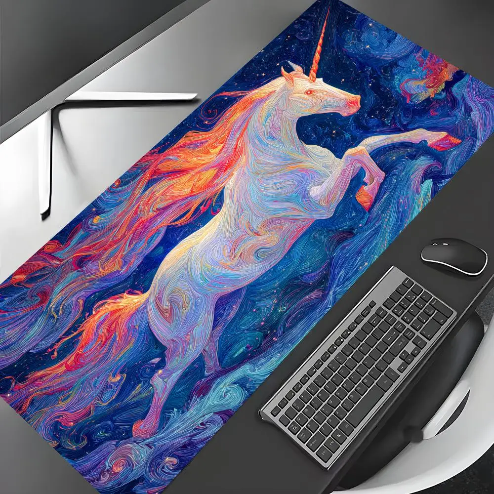 Ukiyo-e Starry Sky Unicorn Mouse Pad Large Computer Office Game Table Mats Rubber Anti-slip XXL Mouse Mat HDP Long Desk Pads