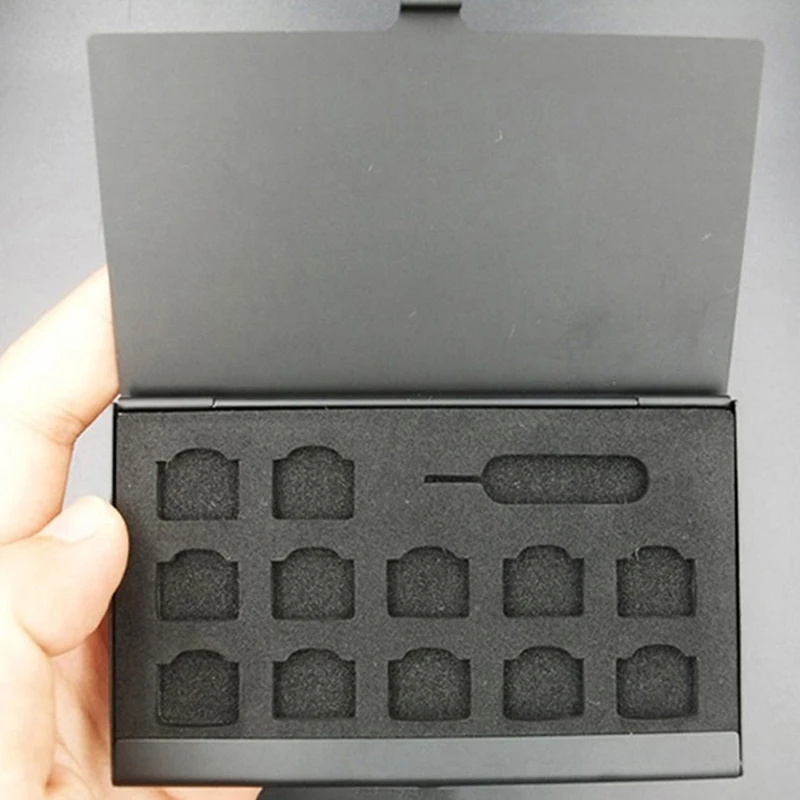 Aluminum Portable SIM Card Storage Box 12-Slots NANO 1-Slot Card-Pin Micro Memory Card Protector Case