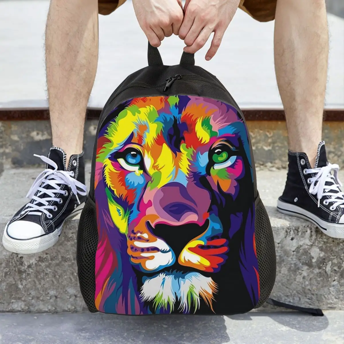 بانكسي قوس قزح الأسد الكتابة على الجدران فن البوب حقيبة ظهر الطالب حقيبة مدرسية المشي لمسافات طويلة السفر Daypack للبنين بنات الكتب حقائب الكتف