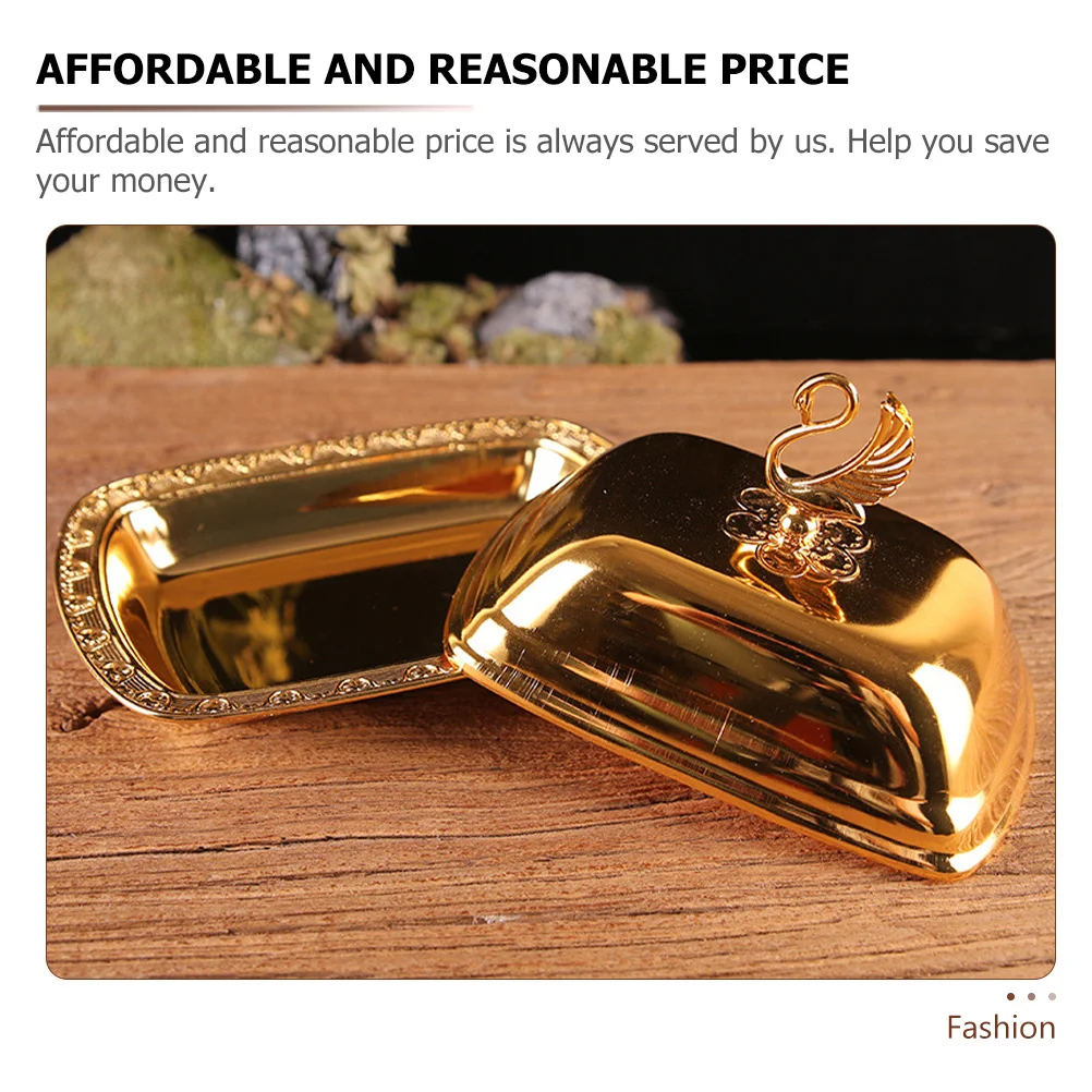 

European Style Stainless Steel Snacks Tray Household Afternoon Tea Fruit Dessert Plate Lid Practical Storage Container