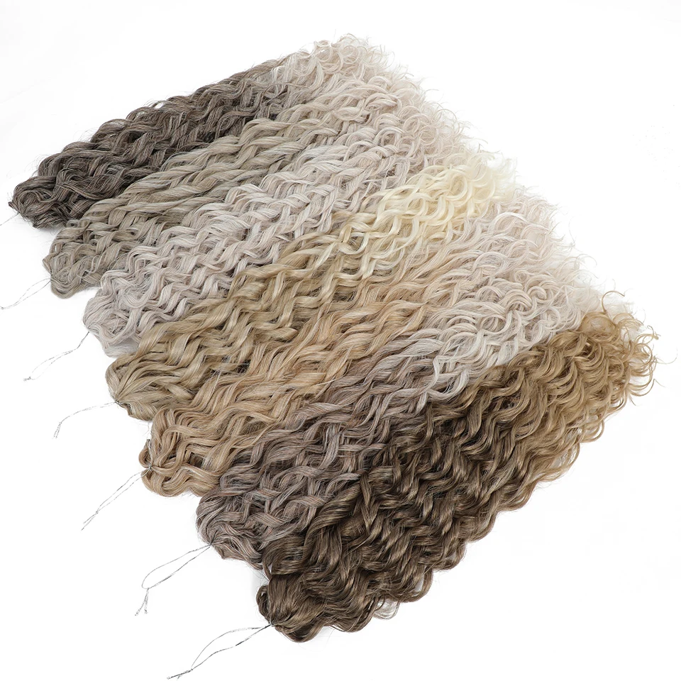 Pelo sintético con ondas de agua, pelo trenzado de ganchillo, Jessica Ombre, rojo, rosa, jengibre, extensión de cabello trenzado ondulado, Cosplay