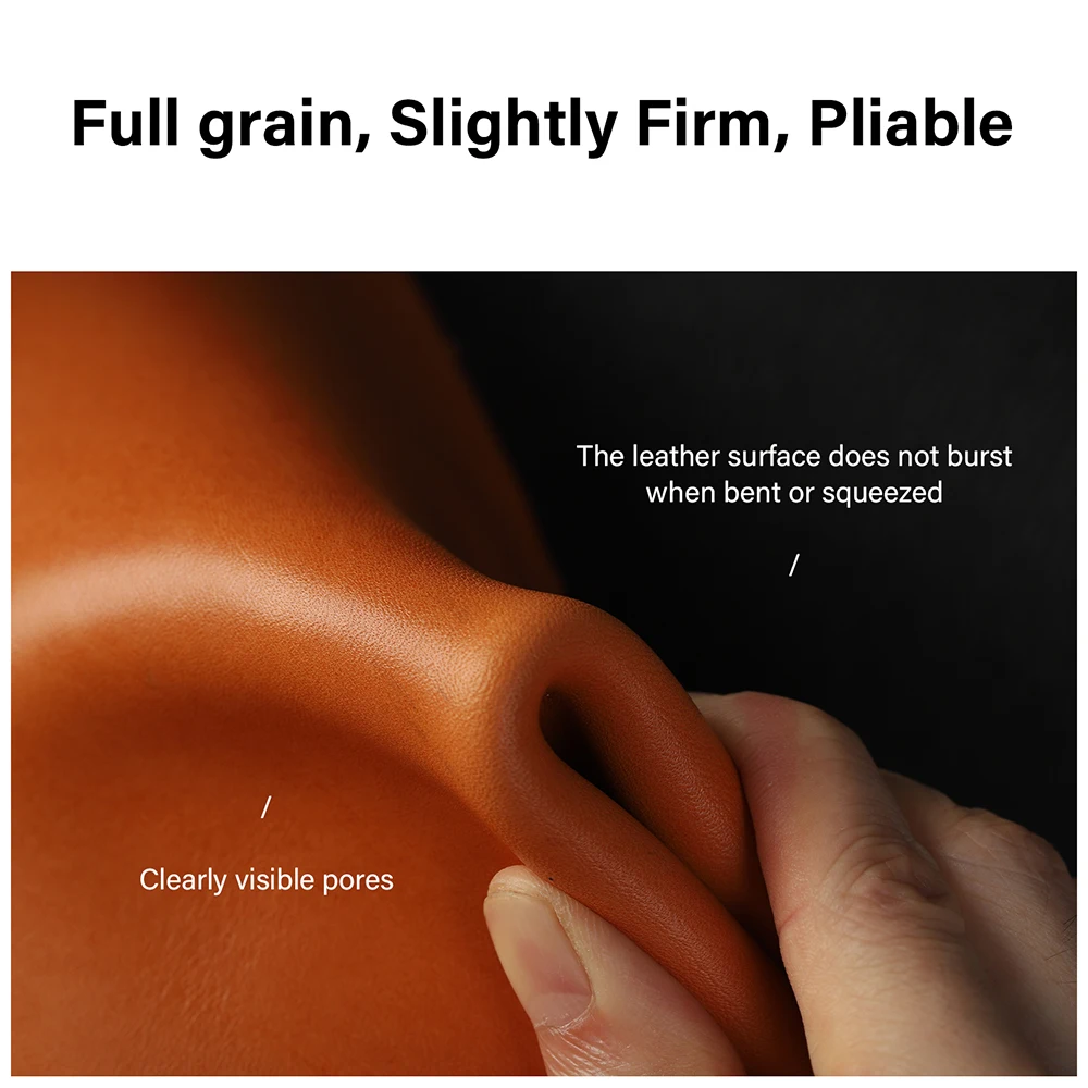 WUTA 3 أقدام مربعة غير منتظمة ملونة من جلد البقر المدبوغ بالخضراوات قطعة من الجلد الطبيعي المشمع بالحبوب الكاملة