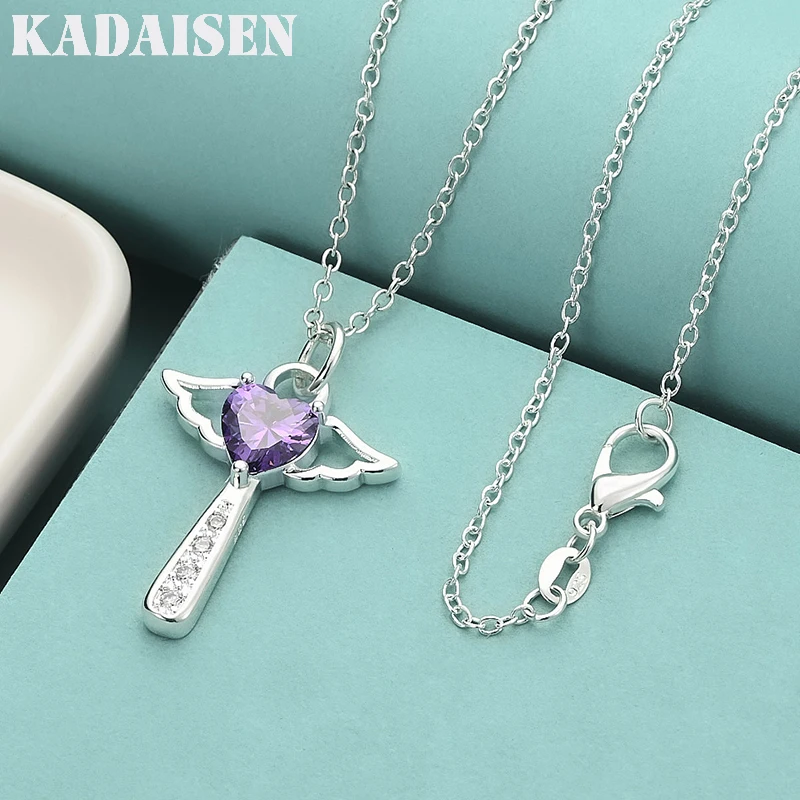 

Очаровательное свадебное ожерелье из стерлингового серебра 925 пробы для женщин, с крестом, камнями и кристаллами, модное, милое, подарок, 45 см