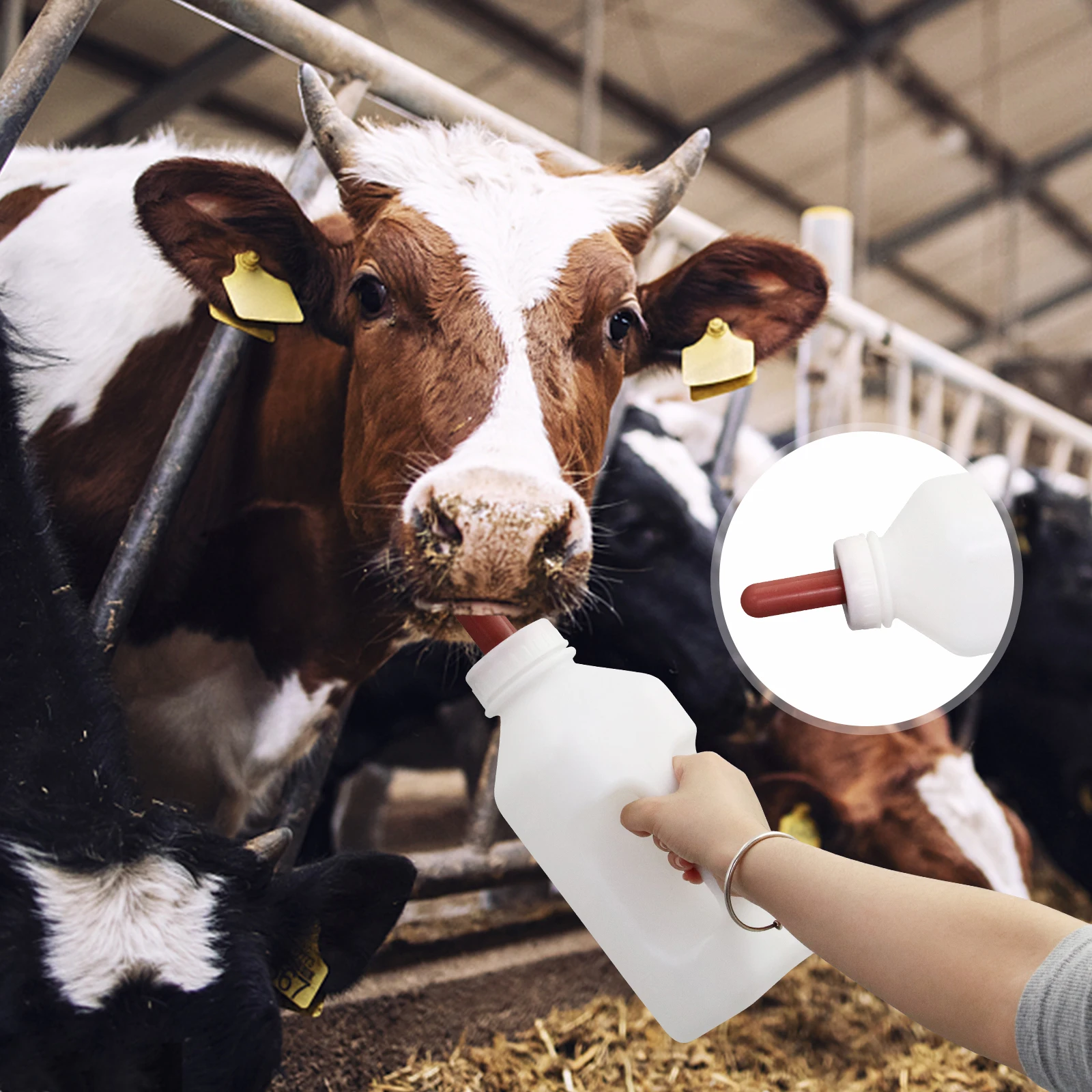 Kalb Milch Feeder Flasche mit Nippel Schaf Milch Flasche Halter Melken Fütterung Ersatz Trinker Vieh Füttern Werkzeuge kalb
