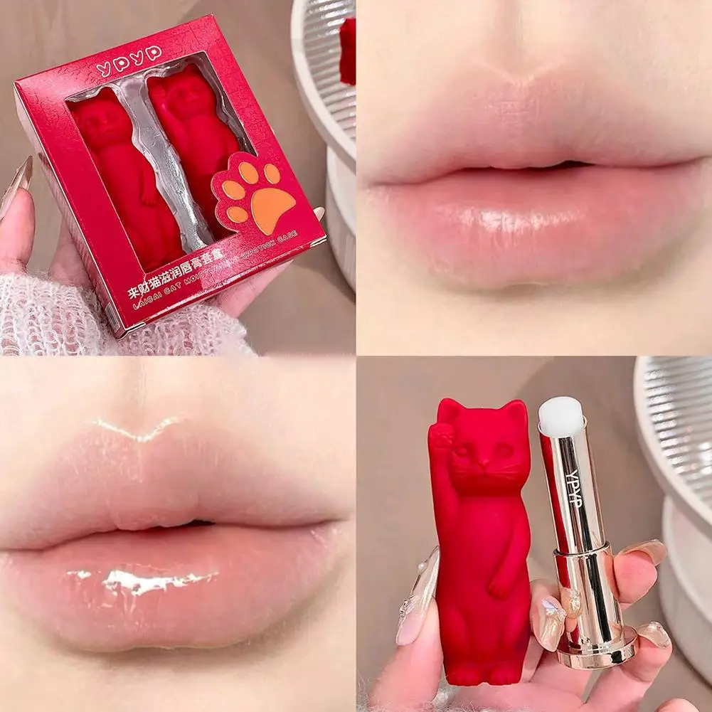 Dual Pack Lip Balm Set Fortune Cat Design Coconut Apple Flavor Intensive Hydration Repair Chapped Lips Anti Wrinkle Smooth Glide - view 5