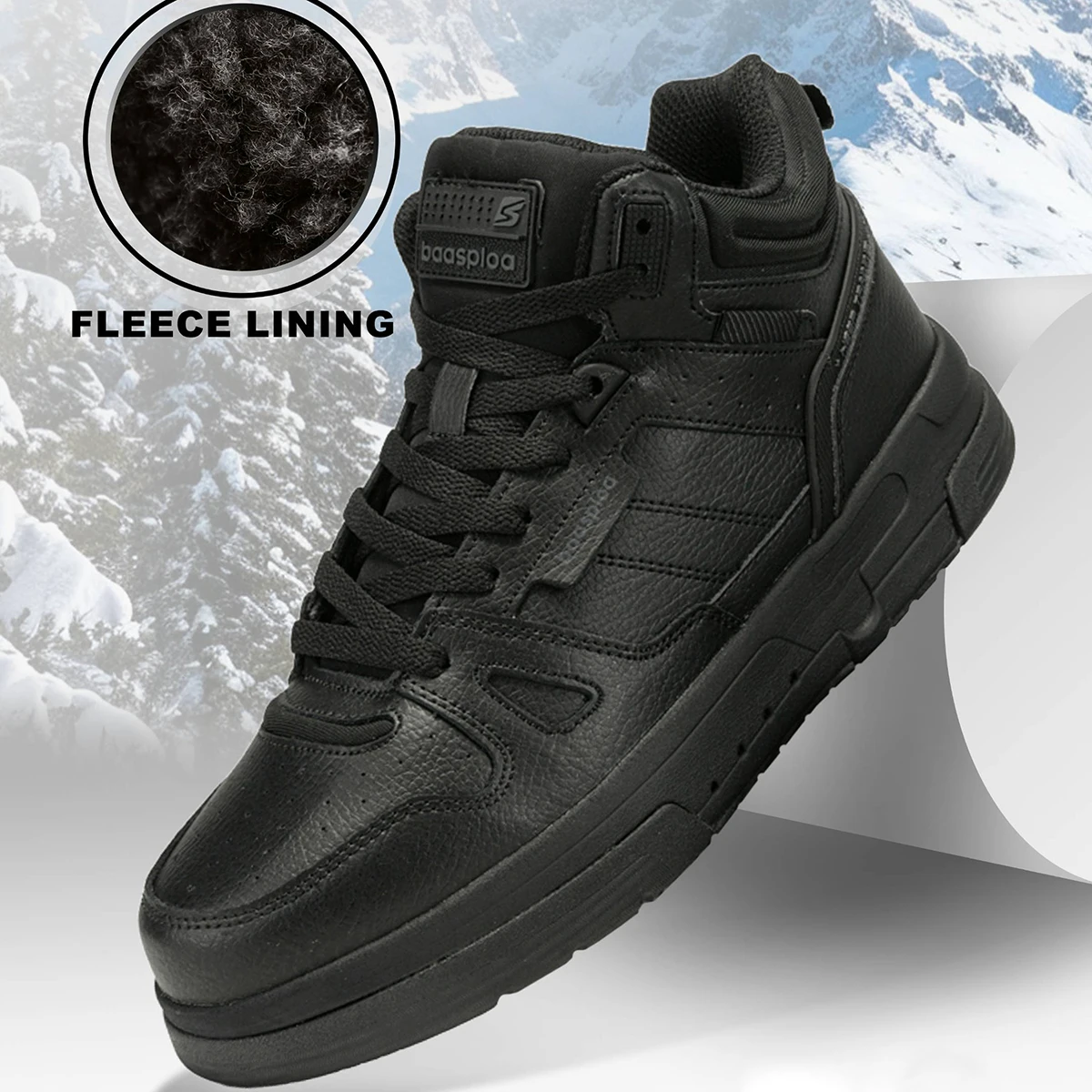 Baasploa Men Winter Cotton Shoes Outdoor Waterproof Non-slip Wear-resistant Sneaker Male Casual Lace-Up Plush Warm Walking Shoes
