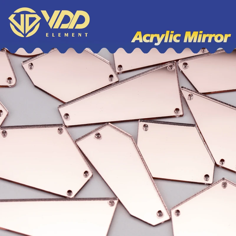 VDD 60/200Pcs Mix Size Pink Acrylic Mirror Sewing Rhinestones Sew On DIY Crafts FlatBack Stones For Dress Decorations Needlework