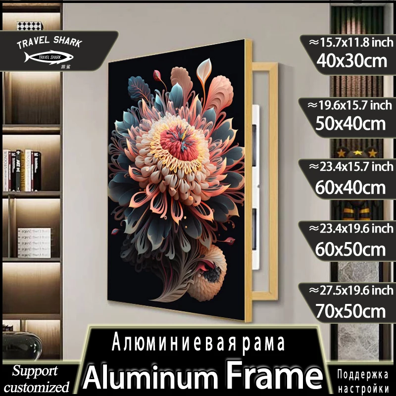 Travel Shark Home Interior Diverse Design Decorative Poster Image Electric Meter Box Metal Frame Wall Art Decoration