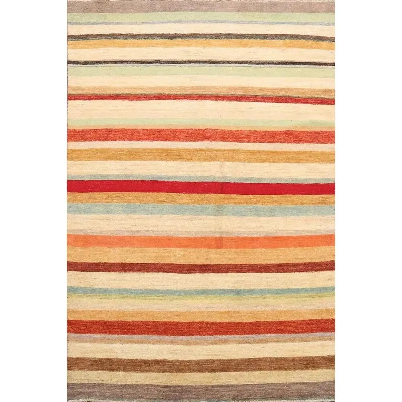 Striped Gabbeh Kashkoli Oriental Area Rug Modern Hand-knotted Home Decor 6'x8' Carpets for Living Room Bedroom Decor