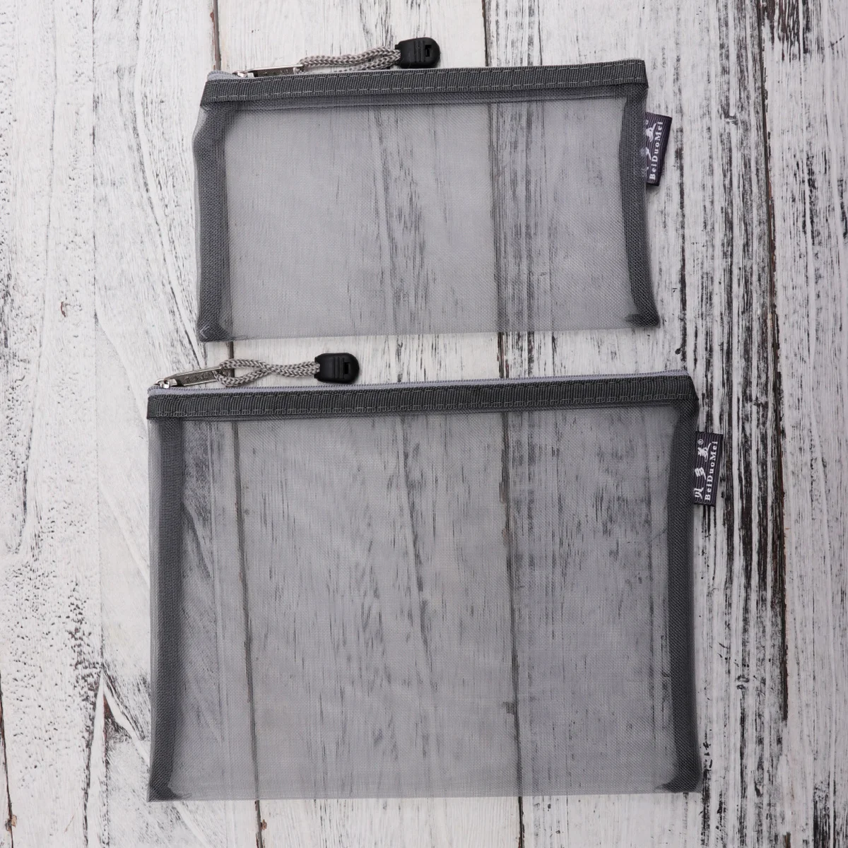 

6pcs A5 A6 Grey Mesh File Bag Portable Zippered Stationery Pouch Set For Office School Supplies Document Organizer