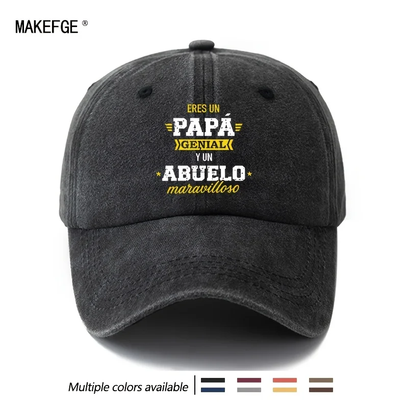 Unisex Fashion All-Match Printed PAPA ABUELO Baseball Cap, Classic Vintage Washed Outdoor Lightweight Curved Brim Hat, Trucker C