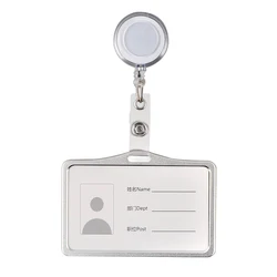 Metal Work Card Holder with Retractable Chest Pocket Clip Lanyard Badge Holder Reels ID Tag Name Badge Pass Card Sleeve Case