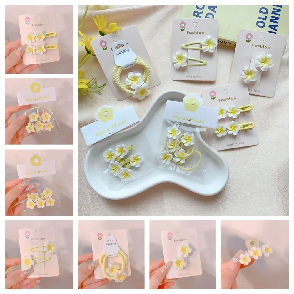 

Hair Rope Plumeria Flower Hair Clip Hair Clip Hair Accessories Egg Flower BB Clip Yellow Traditional Flower Barrette Girls