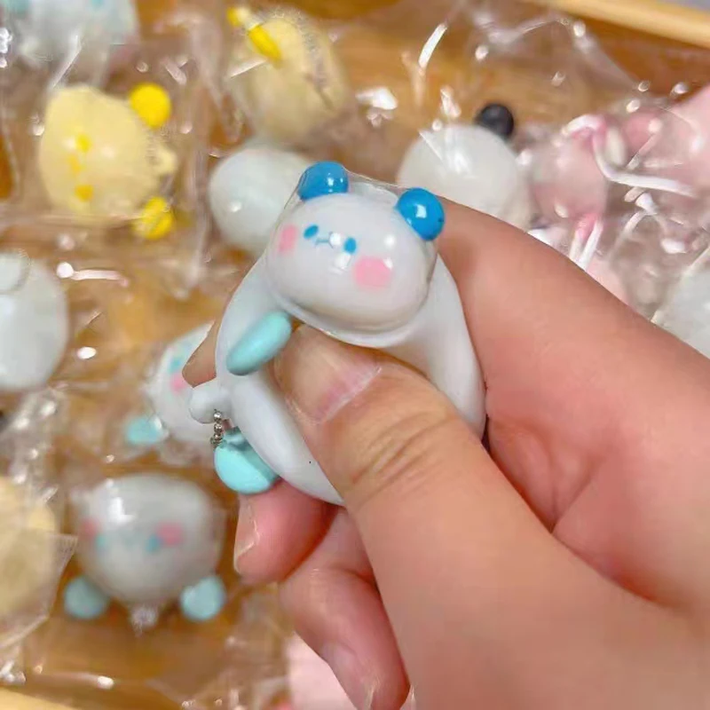 Creative Unique Soft Adhesive Kawaii Panda Decompression Squeeze Toy Keychain Collection Crafts Girl Gift Decoration Pendant - view 3