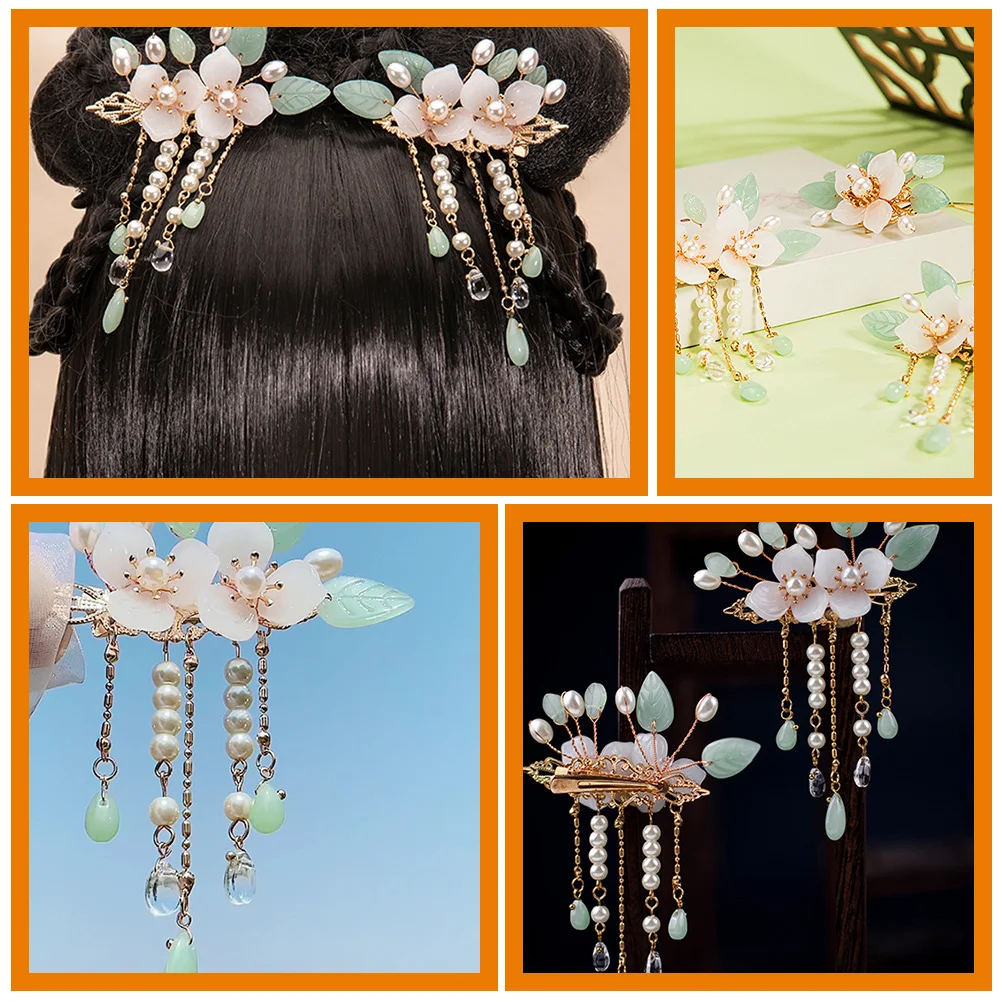 

1Pair Vintage Chinese Style Tassel Hairpins Flower Barrettes Decorative Hair Clips for Women Teens Elegant Party Accessories
