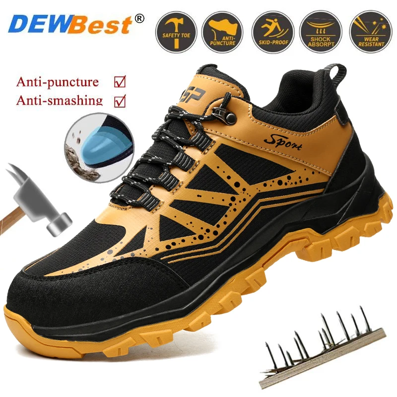 New steel head anti-smash anti-puncture work shoes men's comfortable wear-resistant safety shoes outdoor work protective shoes