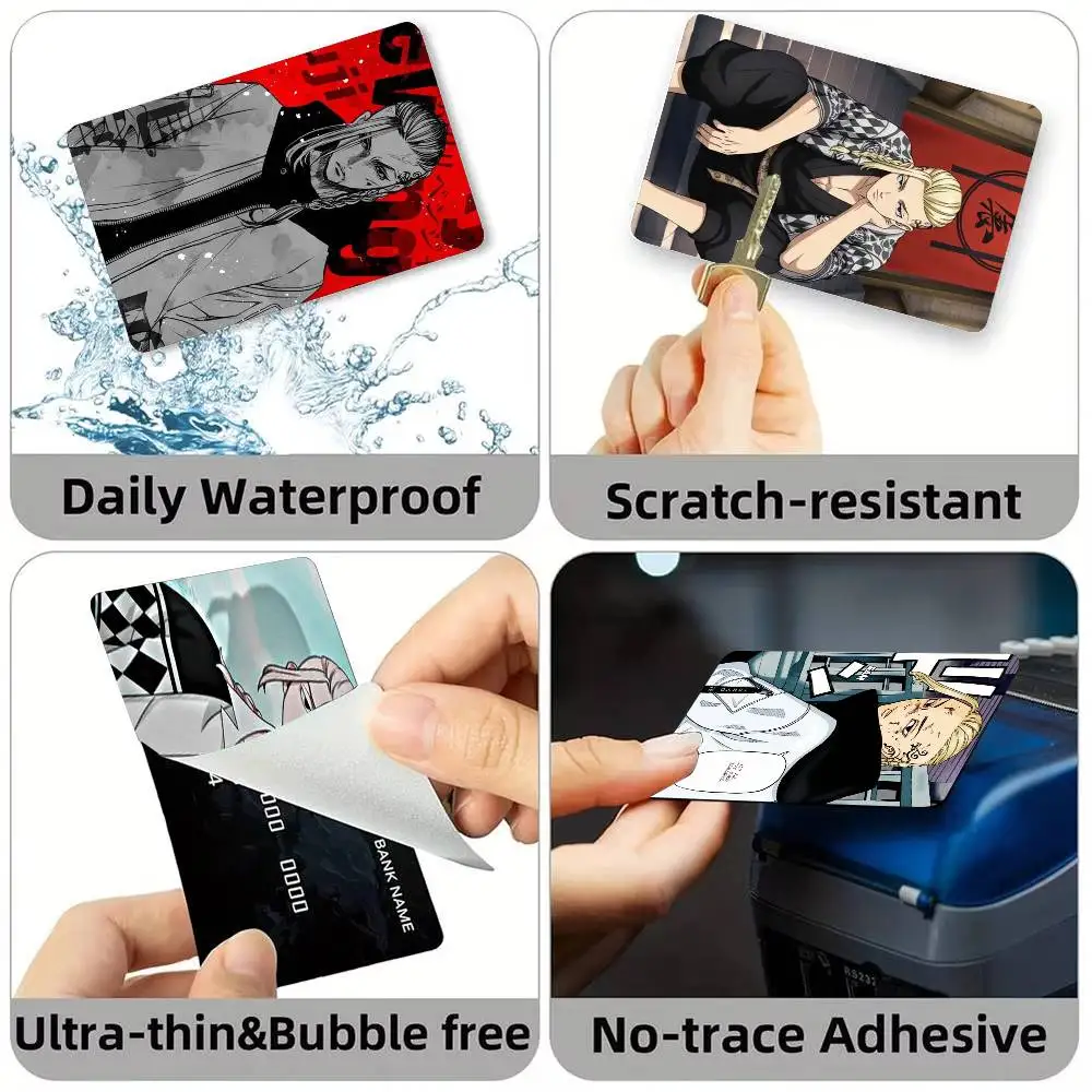 A-Tokyo Revengers Ken Ryuguji Credit Card HD Stickers Small Chip Waterproof Sticker Game Card Decal Gift