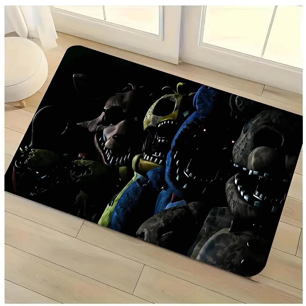 horror survival indie game F-Five Nights at Freddy's Floor Mat Washable Absorbent Flannel Door Mat Non-Slip Indoor Floor Rug