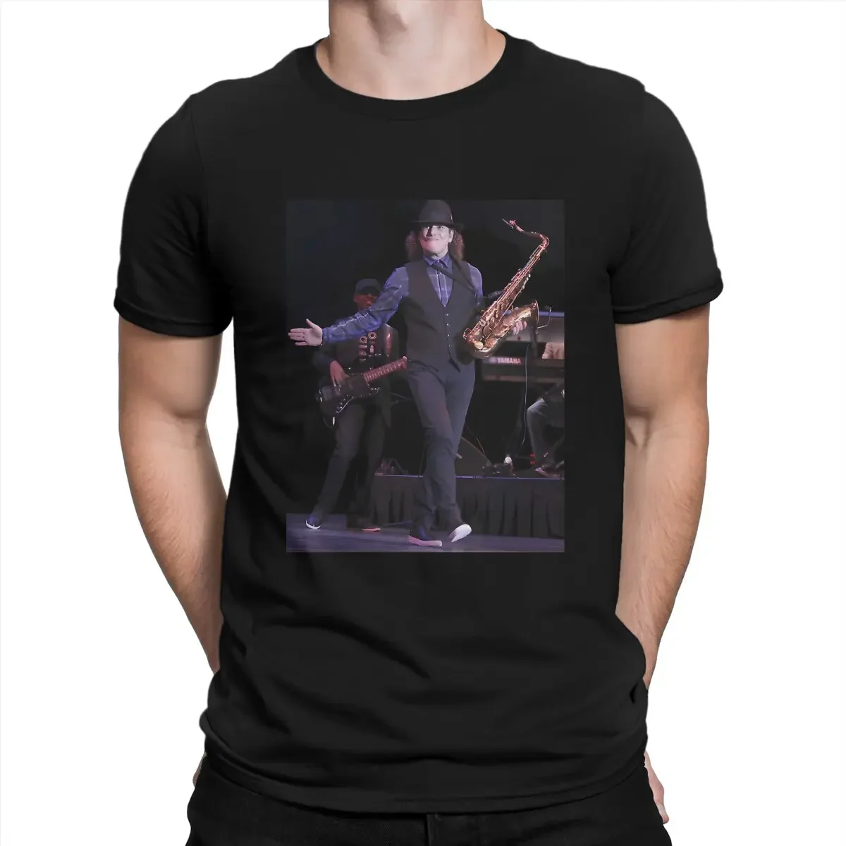 Boney Saxophonist Creative TShirt for Men Photograph Round Neck Pure Cotton T Shirt Hip Hop Gift Clothes OutdoorWear