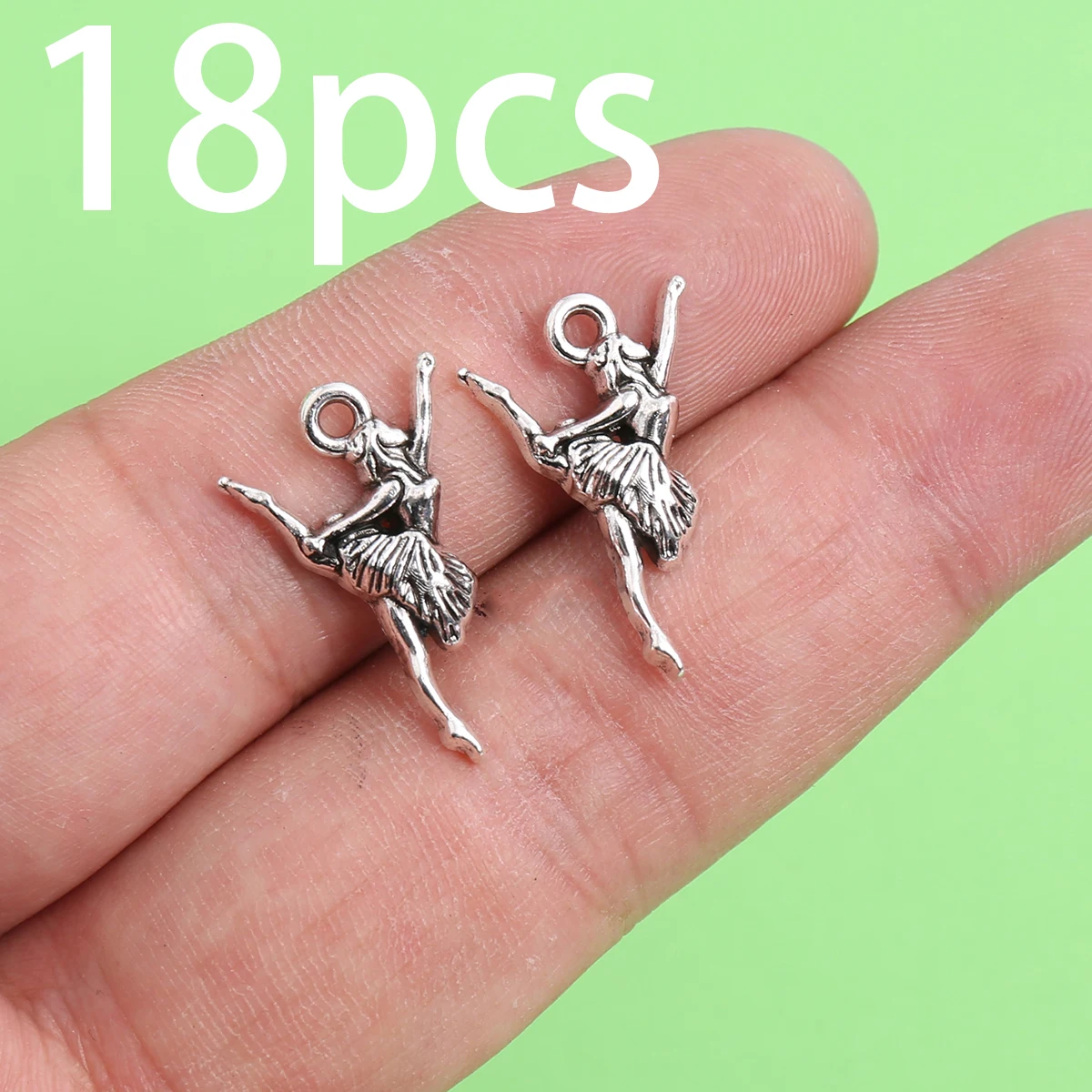 Juego de 18 piezas de accesorios de ballet para colgar, con un diseño de falda texturizada vintage y una silueta tridimensional simple de una bailarina, adecuado para pulseras, collares y pendientes DIY, materiales para tejer a mano.