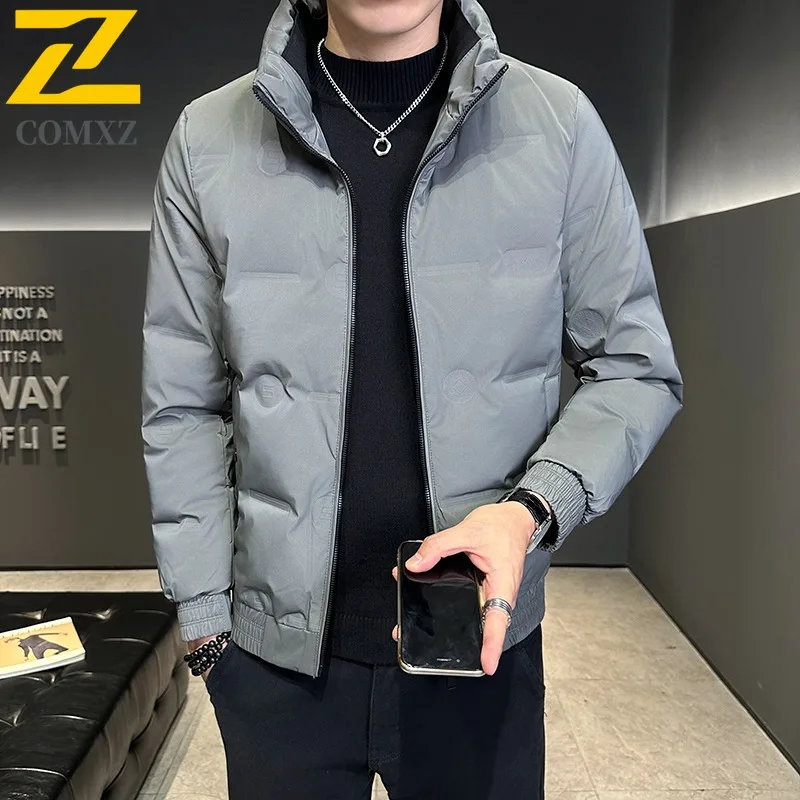

Mens Outdoor Sport Puffer Jacket American Style Solid Color Cotton-Padded Coat Waterproof Windproof Thermal Outerwear Streetwear