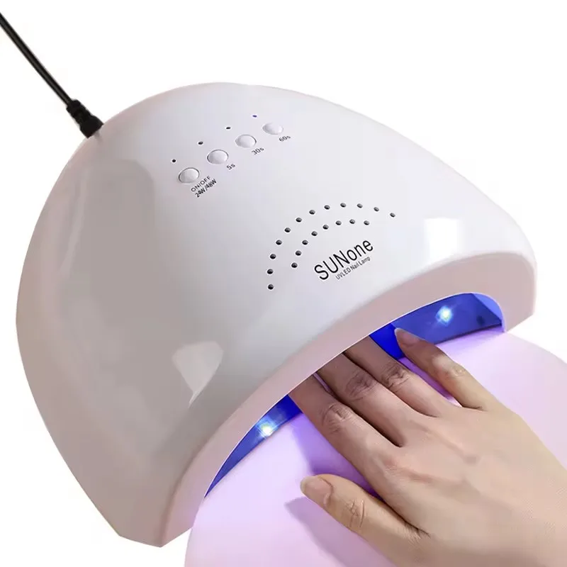 مصباح أظافر محمول بقدرة 48 وات لطلاء الجل - مجفف إضاءة بالأشعة فوق البنفسجية/LED سريع المعالجة مع 3 مؤقتات، للمنزل والصالونات مانيكير والباديكير