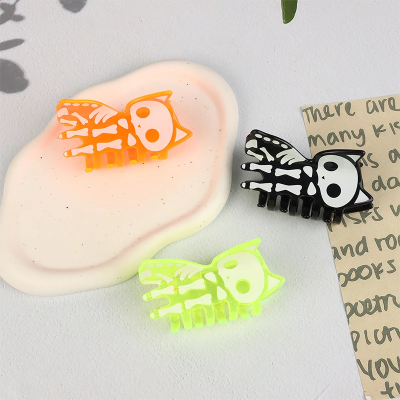 1Pc Funny Cartoon Halloween Acrylic Skeleton Hair Clip Claw Strong Hold Hair Claw Clamp For Women Girls Hair Accessories